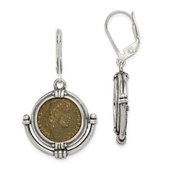 New .925 Sterling Silver Ancient Coin Earrings with Certificate of Authentic… - Picture 4 of 10